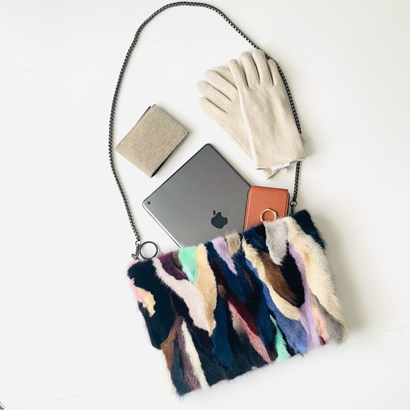 Real Mink Fur Crossbody Bag Rainbow Color - Picture 14 of 15